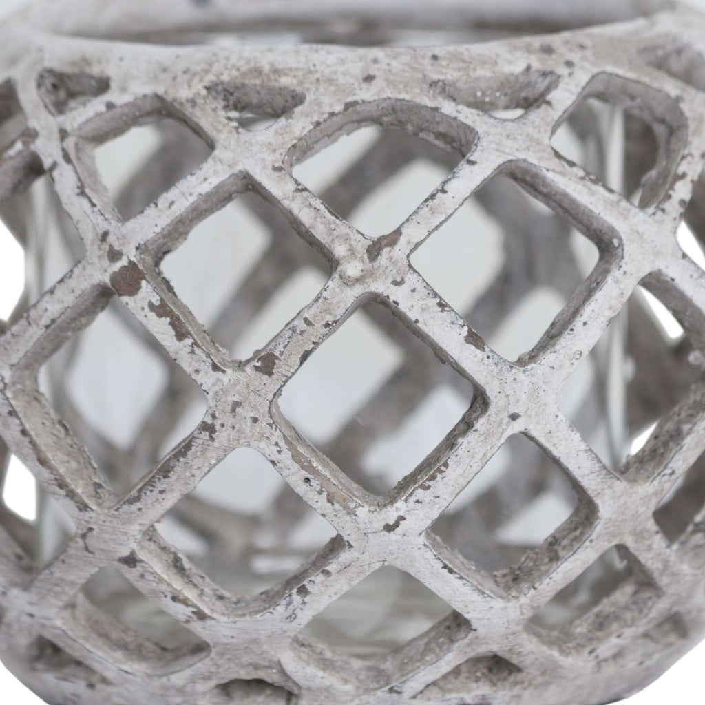 Large Round Ceramic Lattice Hurricane Lantern Shades 4 Seasons