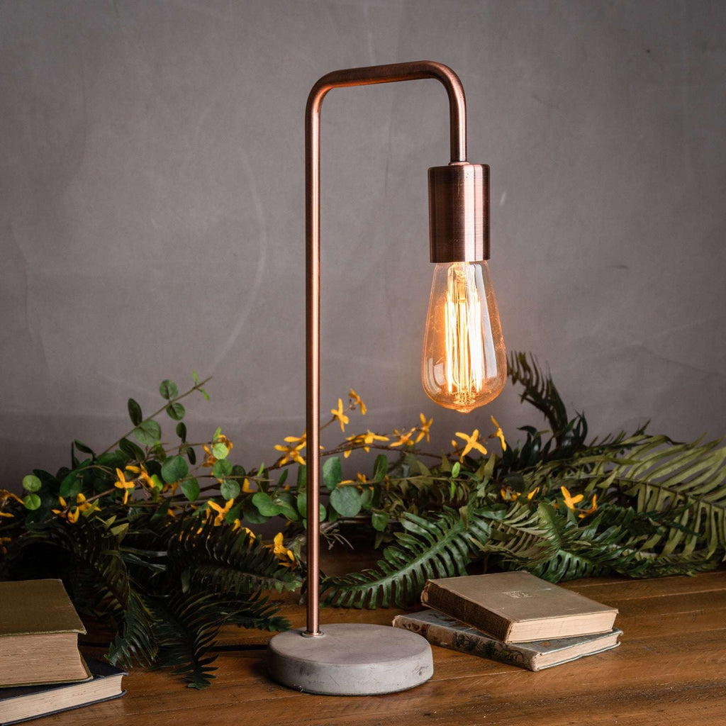 Copper Industrial Lamp With Stone Base Shades 4 Seasons