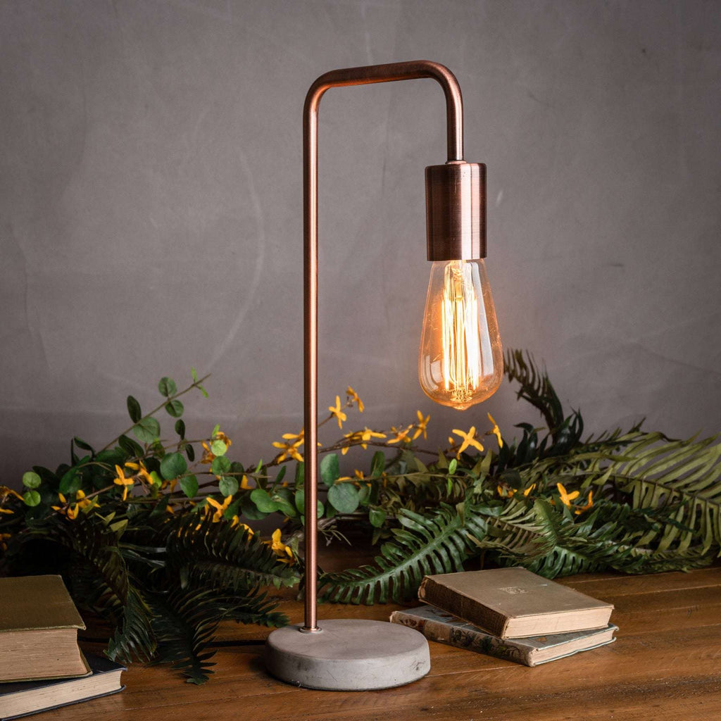 Copper Industrial Lamp With Stone Base Shades 4 Seasons