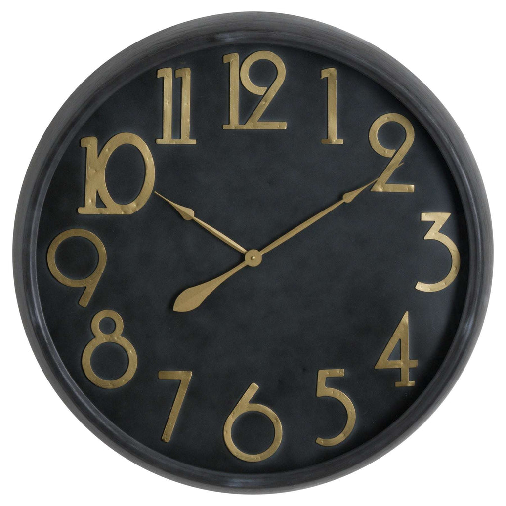 Soho Brass And Black Large Clock BLACK GLASS Shades 4 Seasons