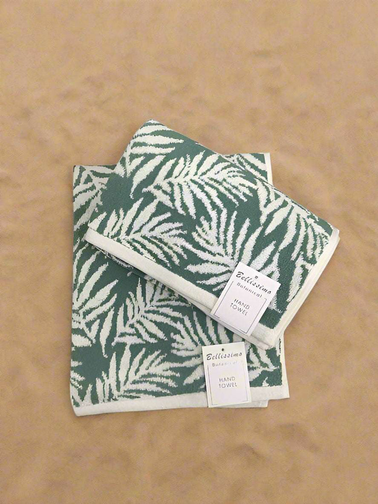 Botanical Leaf Turkish Cotton jacquard towel Bellissimo Home