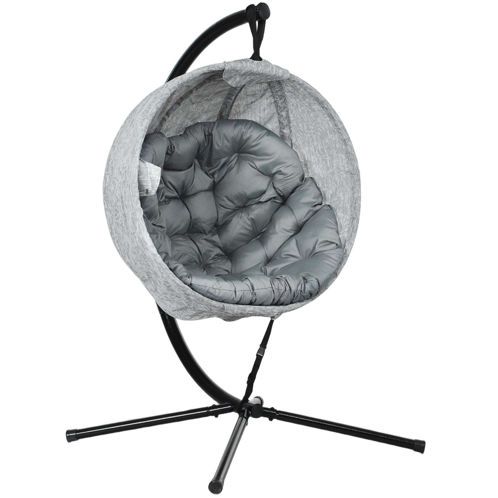 Outsunny Hanging Egg Chair Outdoor Indoor Swing Chair, Folding Basket Grey Outsunny