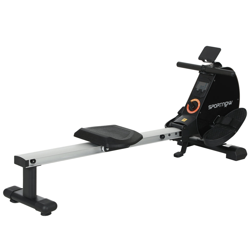 SPORTNOW Folding Magnetic Rowing Machine with Dual Aluminium Slide Rail SPORTNOW