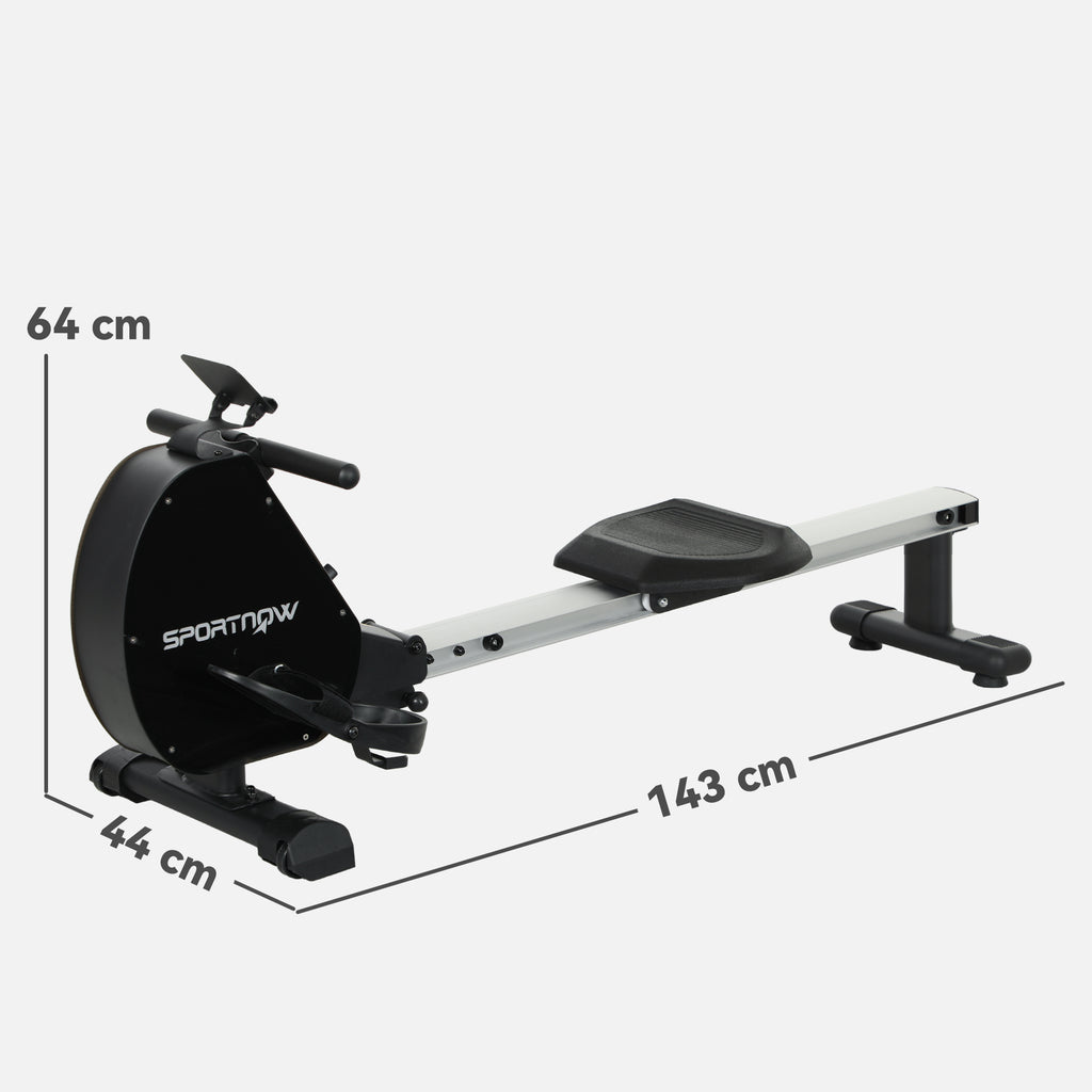 SPORTNOW Folding Magnetic Rowing Machine with Dual Aluminium Slide Rail SPORTNOW