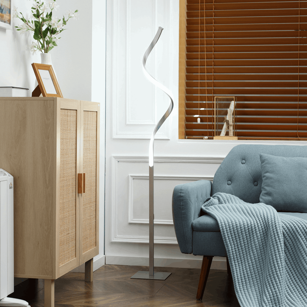Spiral Floor Lamp for Living Room with 3 Adjustable Brightness, Silver HOMCOM Unbranded