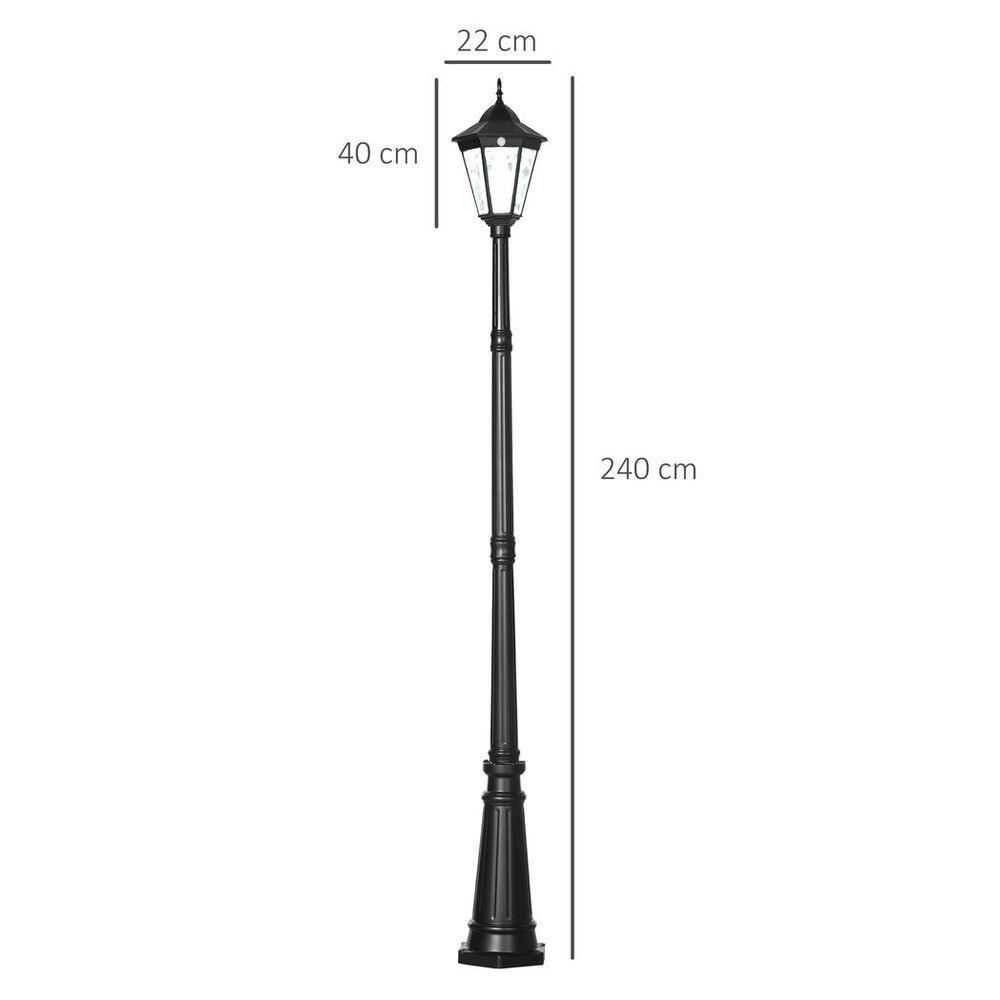 2.4m Garden Lamp Post Light LED Solar Powered Patio Path Lighting Lamp Outsunny