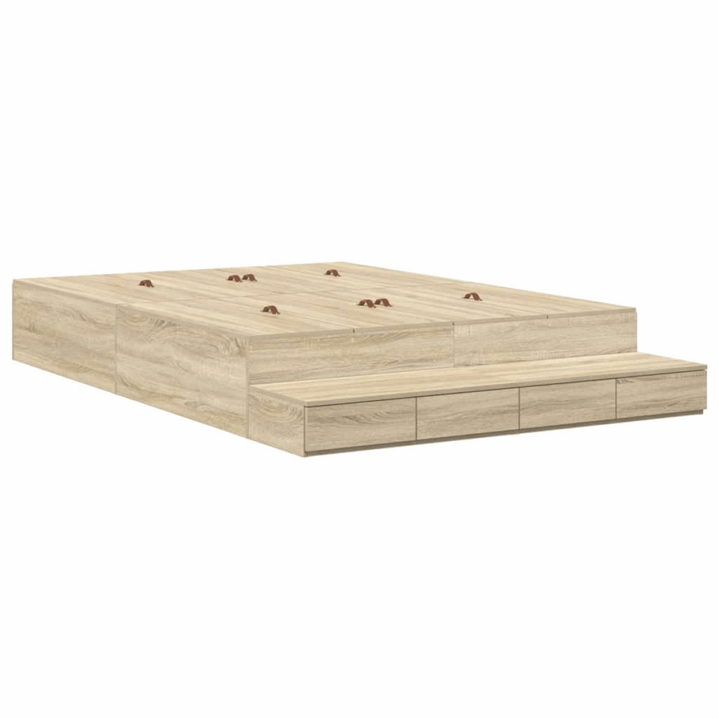 vidaXL Storage Bed Frame with Drawer Sonoma Oak 236.5 x 160 x 31.5 cm vidaXL