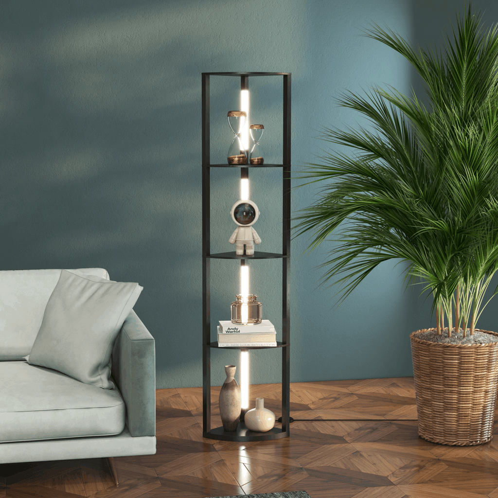 HOMCOM Corner Floor Lamp with Dimmable Warm White LED Light, for Living Room HOMCOM