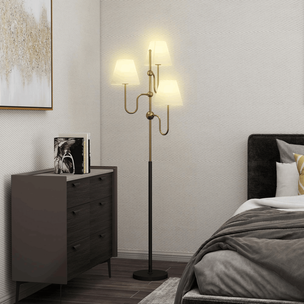 HOMCOM 3-Light Floor Lamp, 165 cm Tall Standing Lamp with Foot Switch HOMCOM