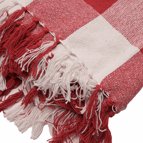 Red Chequered Cotton Throw