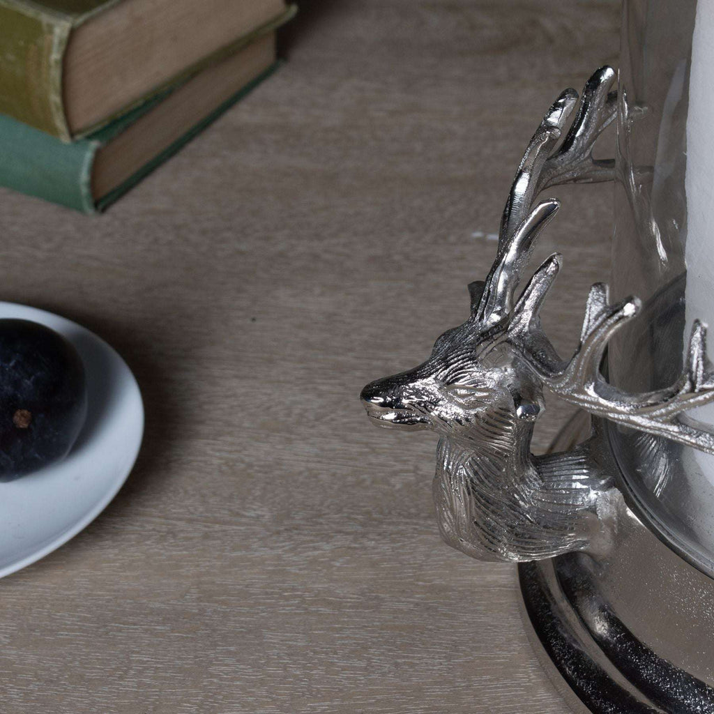 Silver Stag Heads Hurricane Lantern Shades 4 Seasons