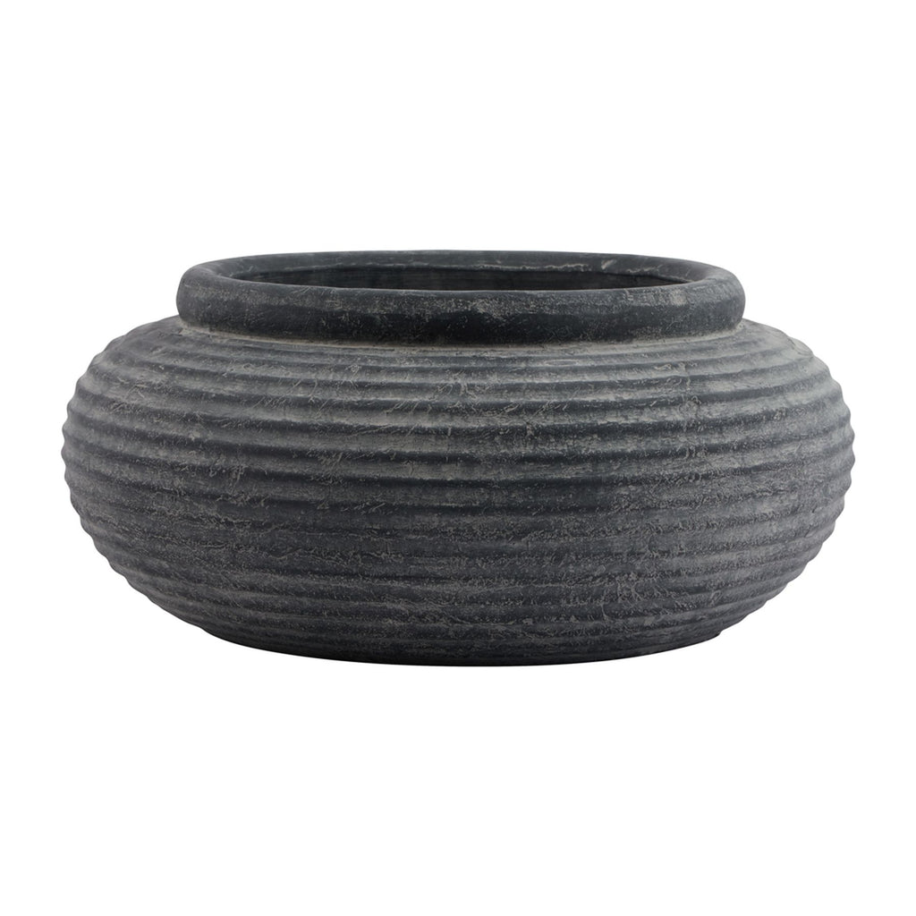 Amalfi Grey Round Ribbed Planter GREY CERAMIC Shades 4 Seasons