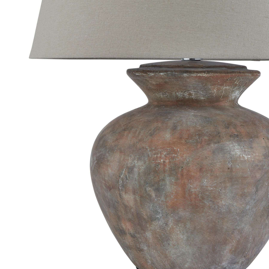 Siena Brown Round Table Lamp With Linen Shade Shades 4 Seasons