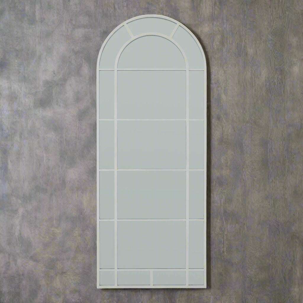 White Large Arched Window Mirror WHITE WOOD Shades 4 Seasons