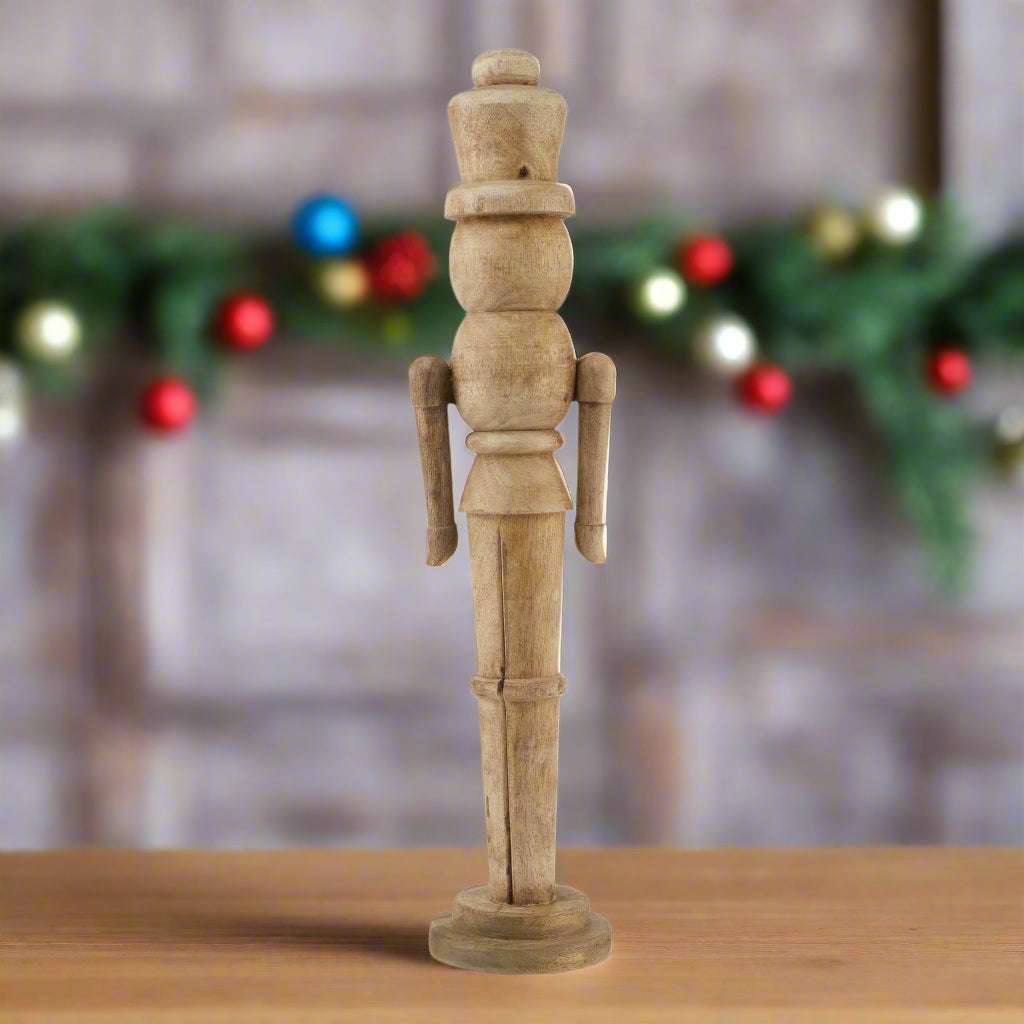 Natural Large Nutcracker Decoration BROWN WOOD Shades 4 Seasons