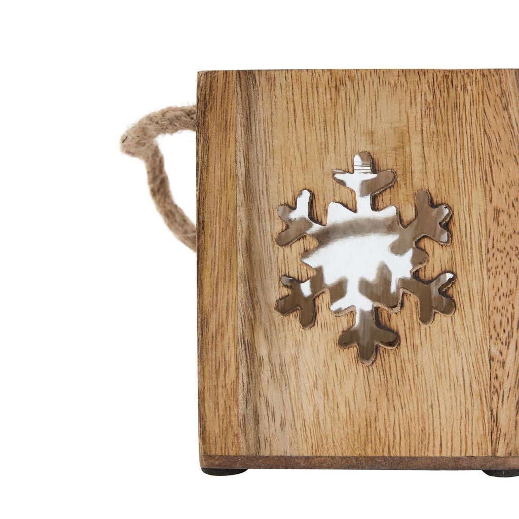 Natural Wooden Small Snowflake Tealight Candle Holder Shades 4 Seasons