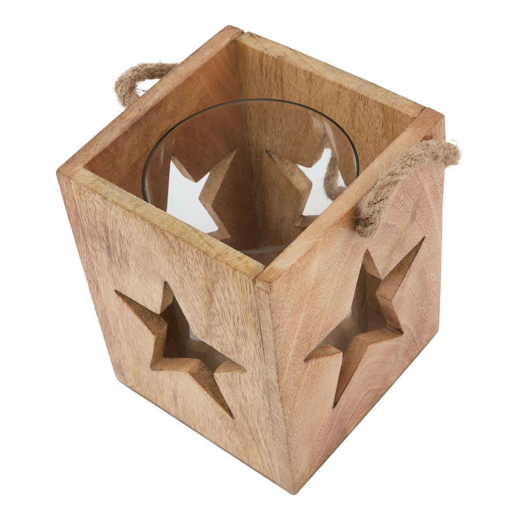 Natural Wooden Large Star Tealight Candle Holder Shades 4 Seasons