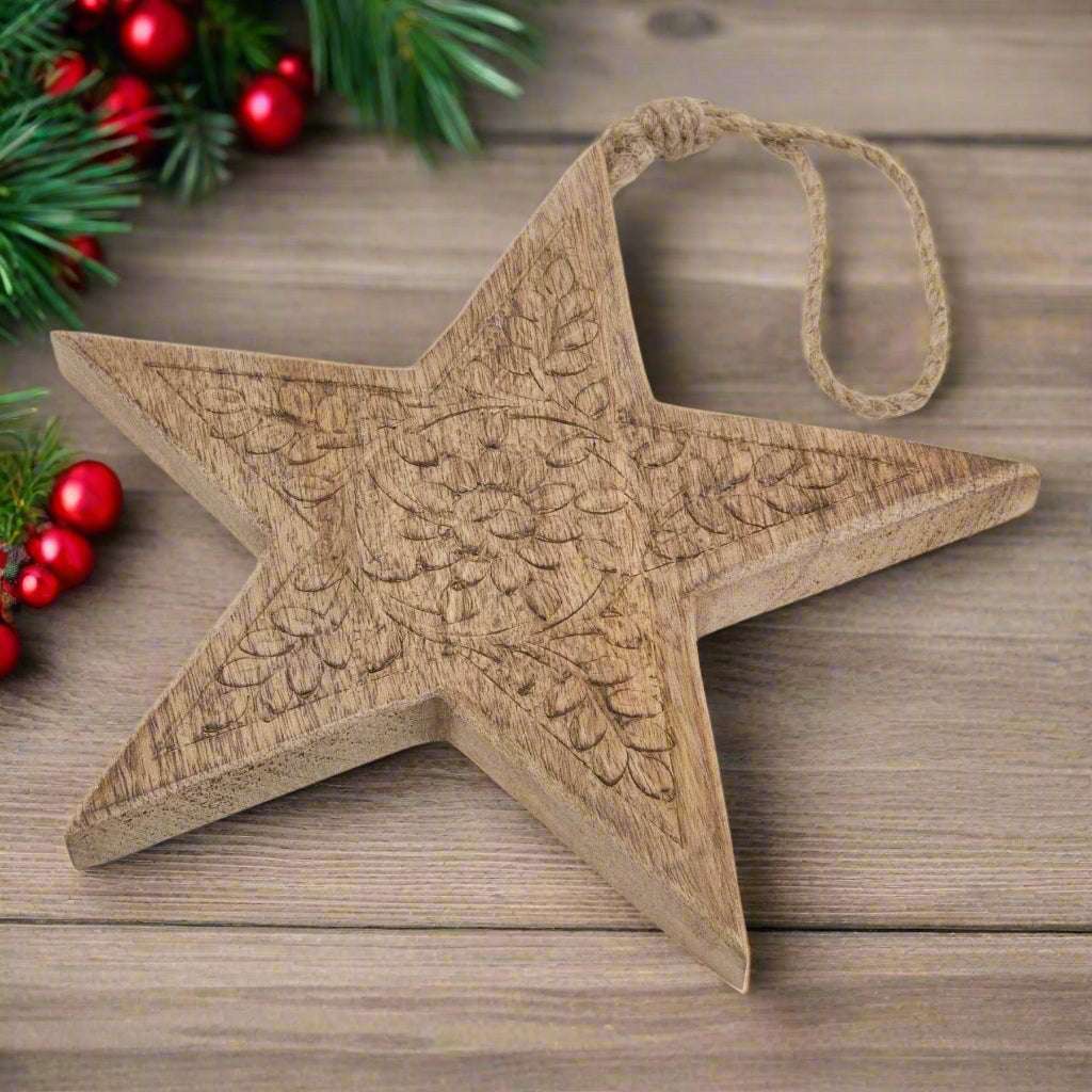 Natural Wooden Patterned Hanging Star Shades 4 Seasons