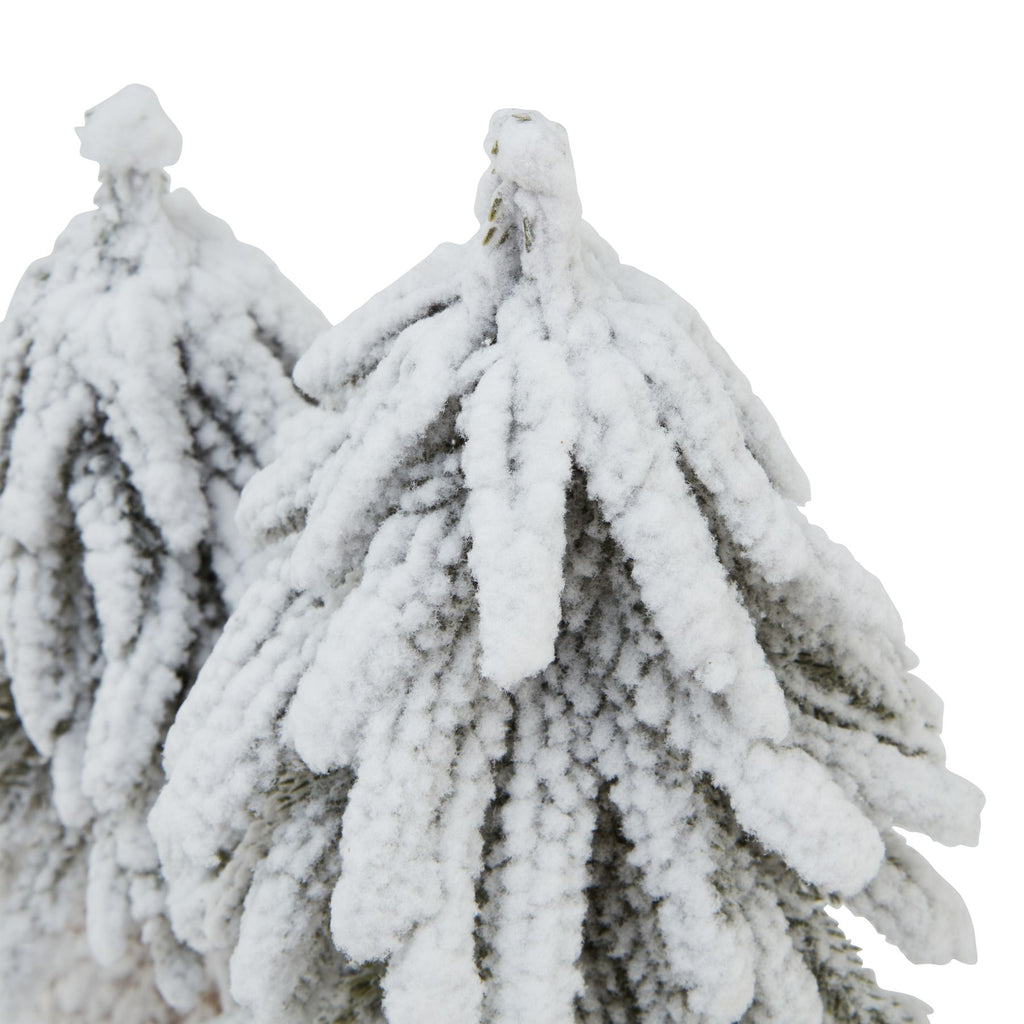 Small Snowy Fir Tree Duo On Wood Log Shades 4 Seasons