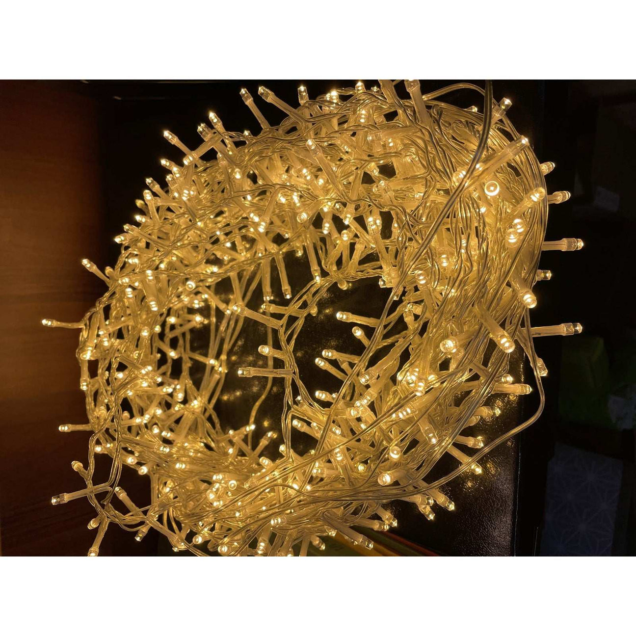 13.6m or 44ft 6in Plug In LED Warm White Christmas String Light WHITE PLASTIC Shades 4 Seasons