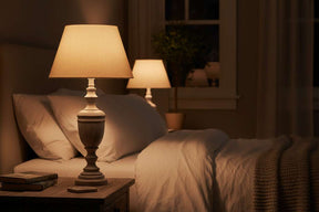 Nola Urn Table Lamp With Linen Shade WHITE WOOD Shades 4 Seasons