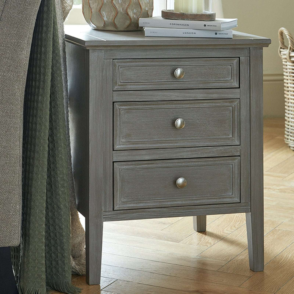 The Serene Collection Three Drawer Bedside Table Shades 4 Seasons