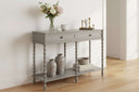 The Camden Collection Large Two Drawer Console Table GREY WOOD Shades 4 Seasons