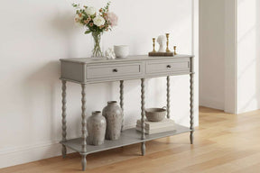 The Camden Collection Large Two Drawer Console Table GREY WOOD Shades 4 Seasons