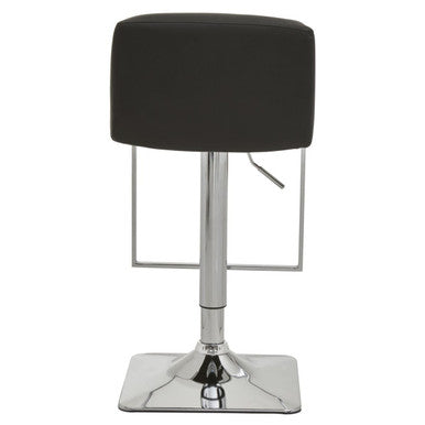 Baina Black And Chrome Bar Stool With Square Base