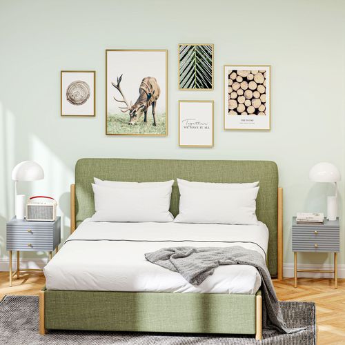 HOMCOM Bedside Tables Set of 2 with 2 Drawers for Bedroom HOMCOM