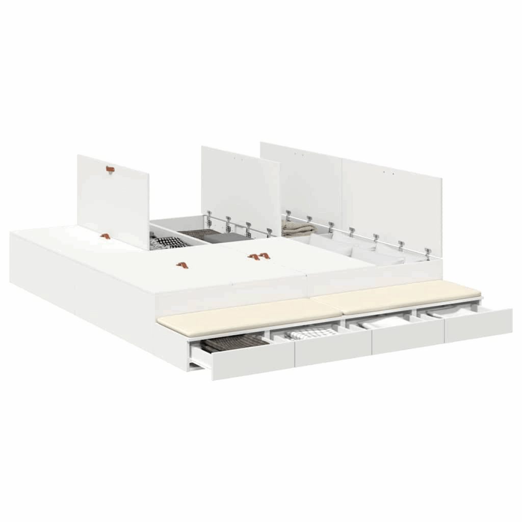 vidaXL Storage Bed Frame White 236.5 x 200 x 31.5 cm Engineered wood vidaXL