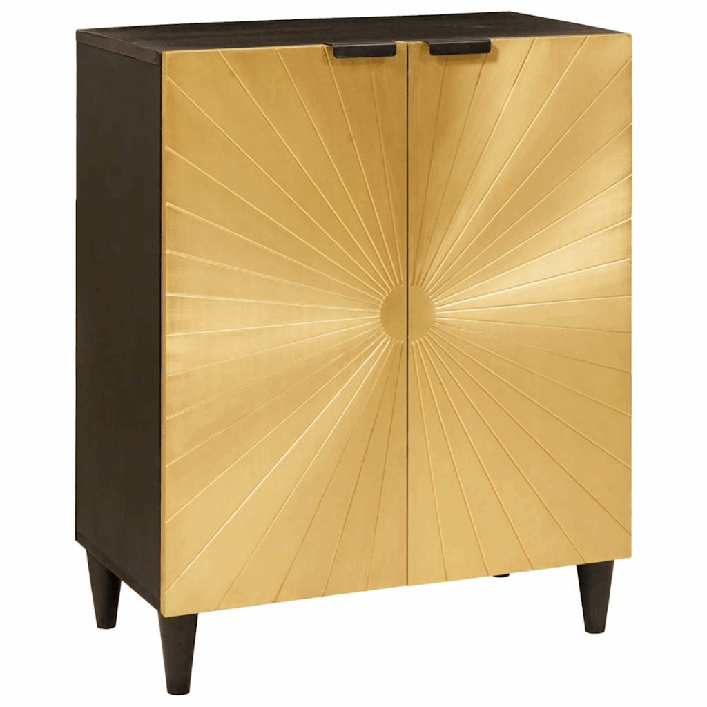 vidaXL Sideboard 3 pcs Black and Gold 60 x 33 x 75 cm Solid mango wood vidaXL