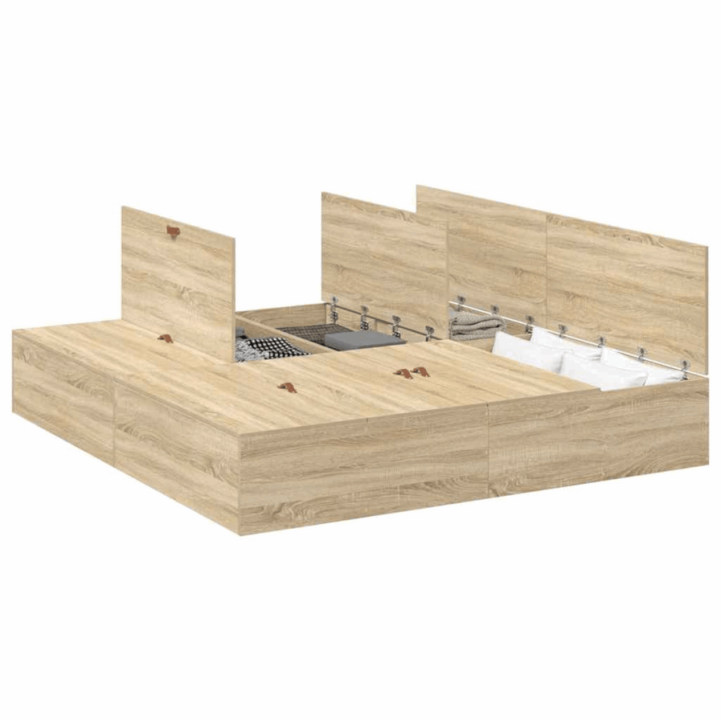 vidaXL Bed Frame Sonoma oak 200 x 200 x 31.5 cm Engineered wood vidaXL