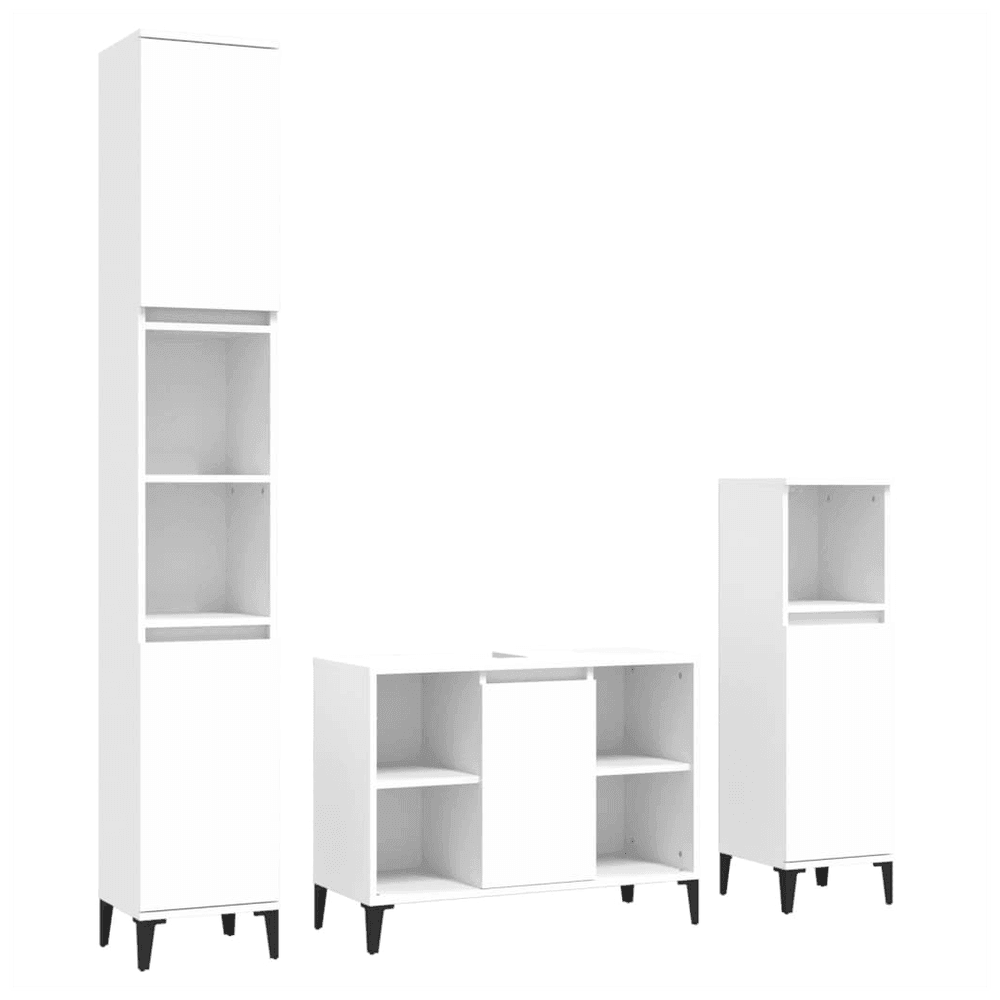 3 Piece Bathroom Furniture Set White Engineered Wood vidaXL