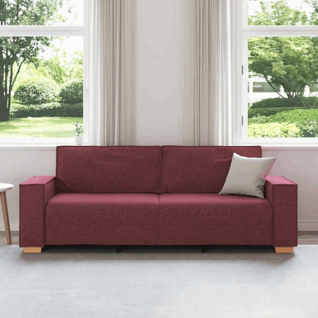 vidaXL 3-Seater Sofa with Cushion Wine red 220 x 78 x 84 cm Fabric vidaXL