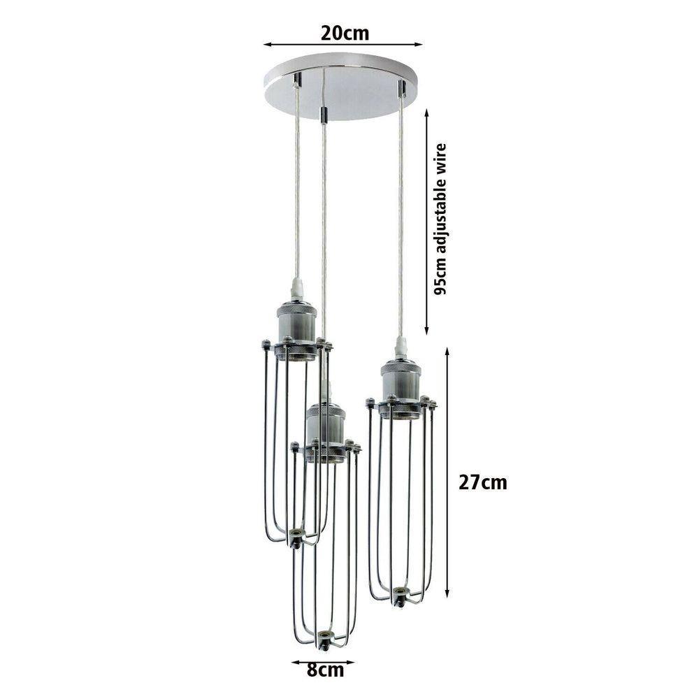 3 Way Cluster Hanging Ceiling Pendant Light E27 Chrome Light Fitting Lamp Kit Un-branded