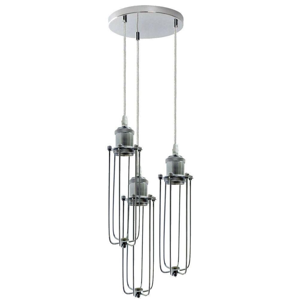 3 Way Cluster Hanging Ceiling Pendant Light E27 Chrome Light Fitting Lamp Kit Un-branded