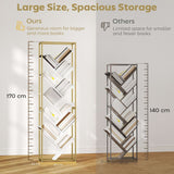 HOMCOM 10 Shelf Modern-Style Bookshelf - Gold Tone White