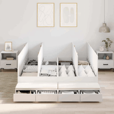 vidaXL Storage Bed Frame White 236.5 x 160 x 31.5 cm Engineered wood vidaXL