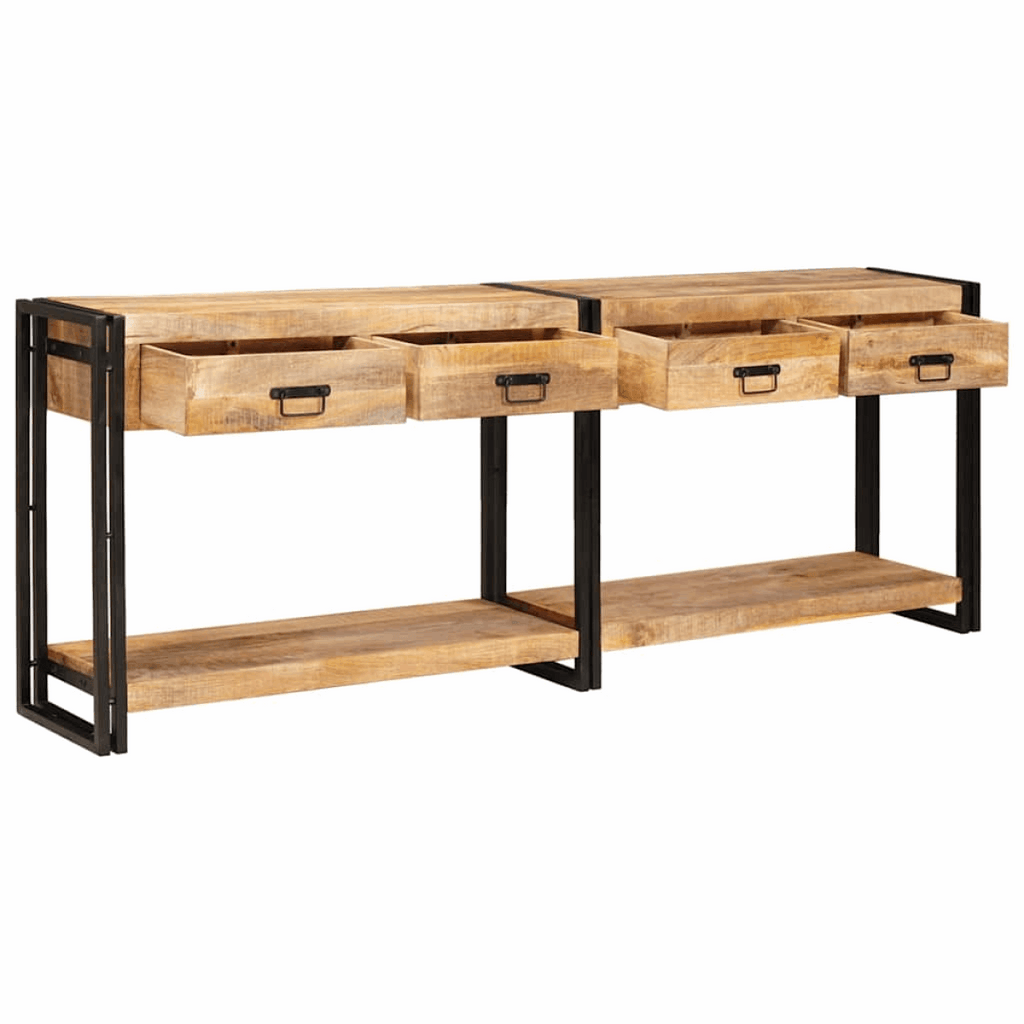 vidaXL Console Table with Drawer 2 pcs Brown Solid rough mango wood vidaXL