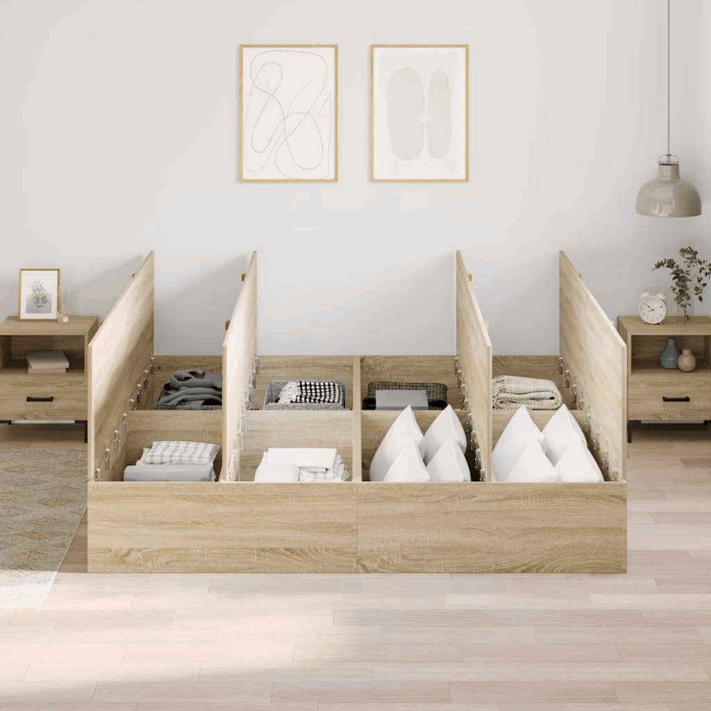 vidaXL Bed Frame Sonoma oak 200 x 200 x 31.5 cm Engineered wood vidaXL