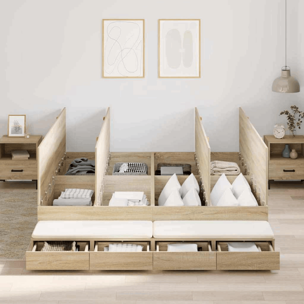 vidaXL Storage Bed Frame with Drawer Sonoma Oak 236.5 x 200 x 31.5 cm vidaXL