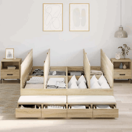 vidaXL Storage Bed Frame with Drawer Sonoma Oak 236.5 x 160 x 31.5 cm vidaXL