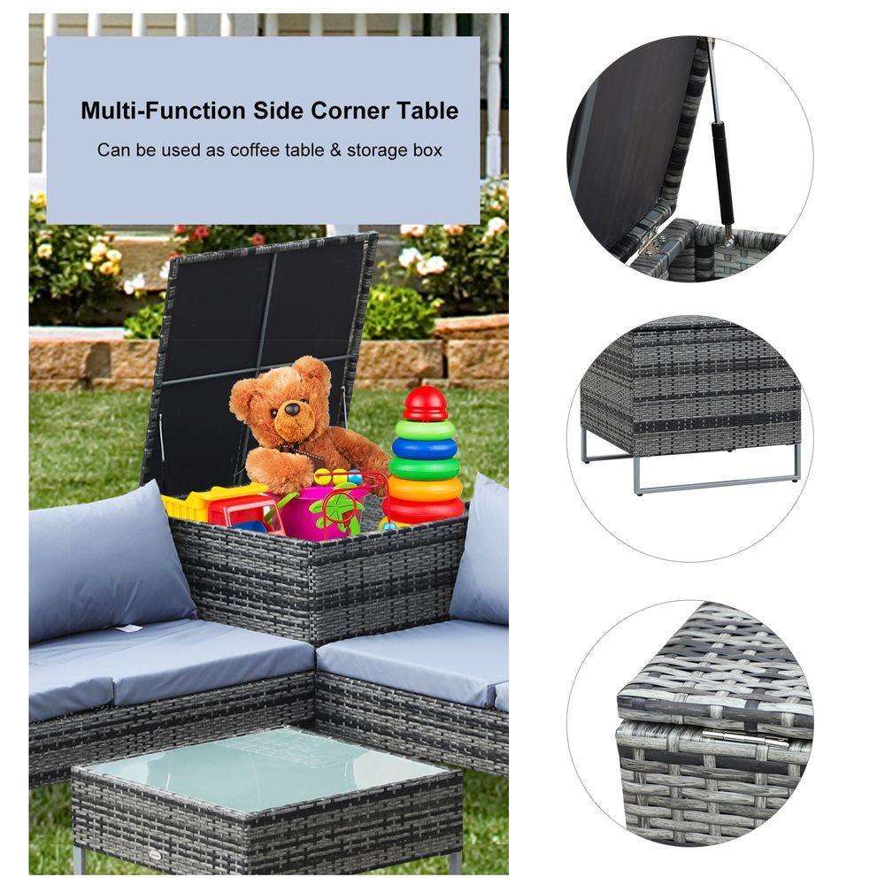 4-Piece PE Rattan Outdoor Garden Furniture Set Mixed Grey Outsunny