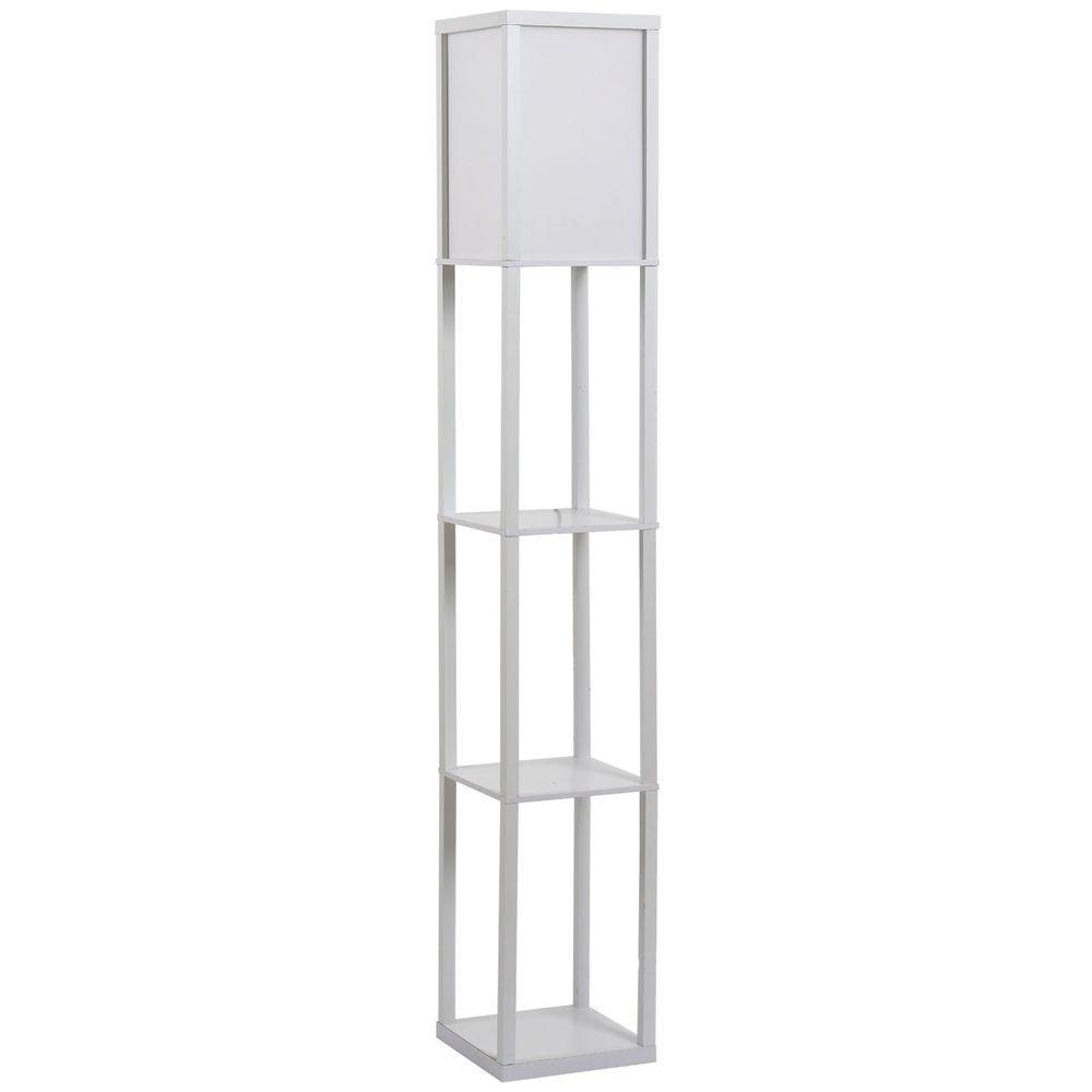 4-Tier Floor Lamp, Floor Light with Storage Shelf, White 3-Tier HOMCOM