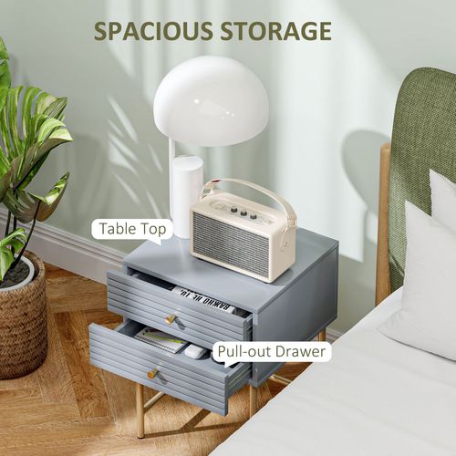 HOMCOM Bedside Tables Set of 2 with 2 Drawers for Bedroom HOMCOM