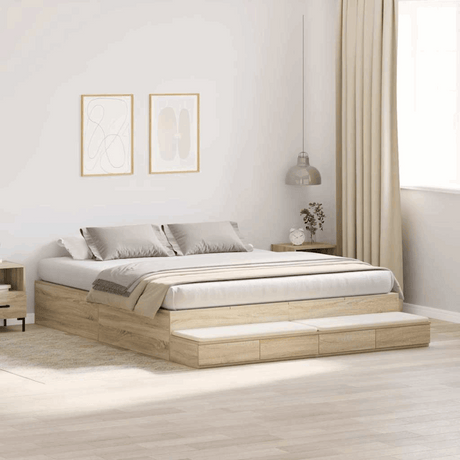 vidaXL Storage Bed Frame with Drawer Sonoma Oak 236.5 x 200 x 31.5 cm vidaXL