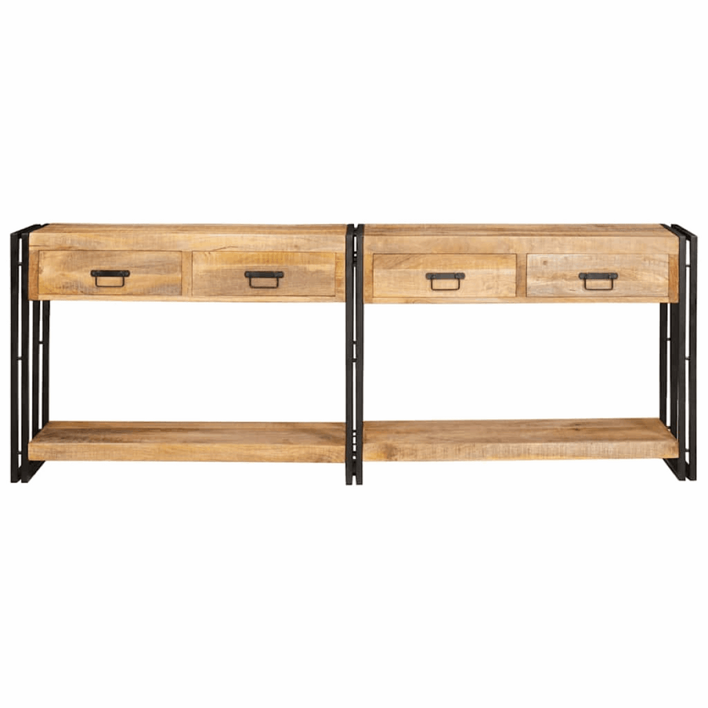 vidaXL Console Table with Drawer 2 pcs Brown Solid rough mango wood vidaXL