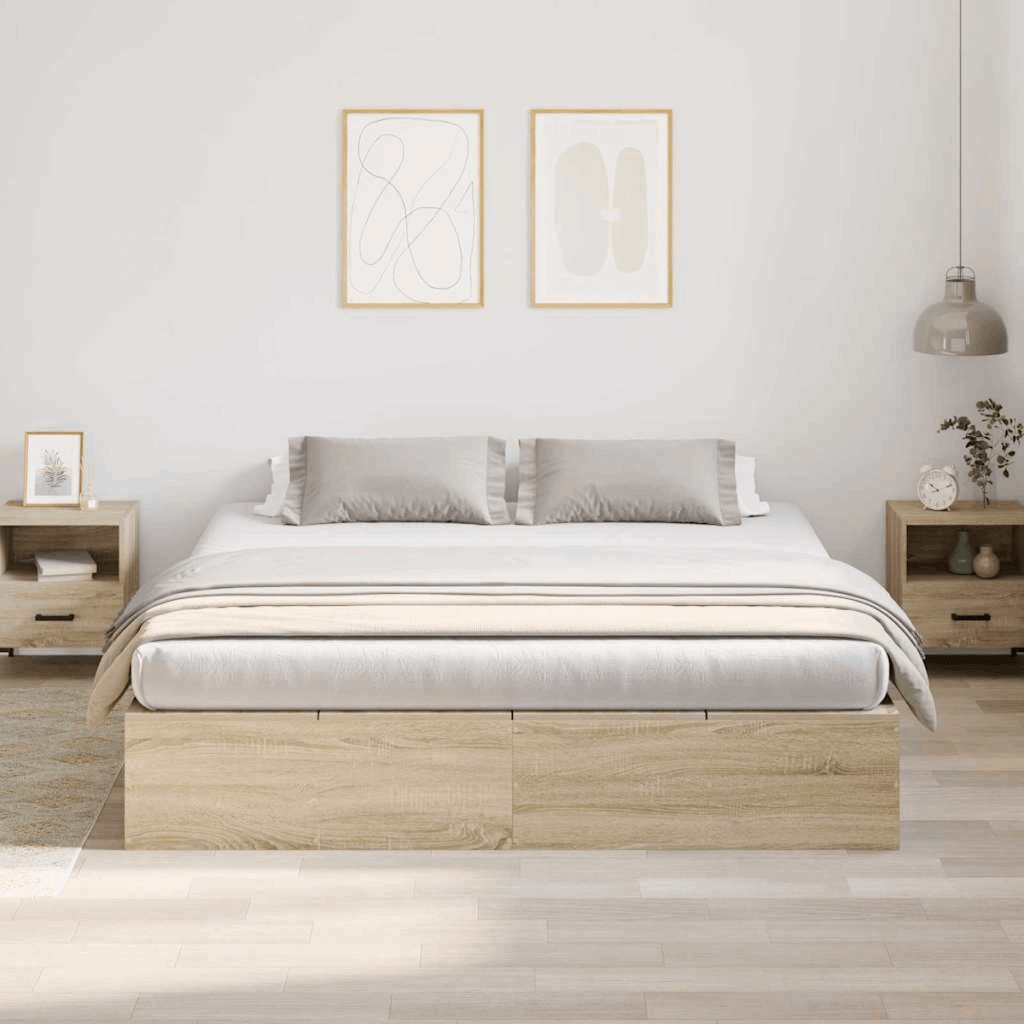vidaXL Bed Frame Sonoma oak 200 x 200 x 31.5 cm Engineered wood vidaXL