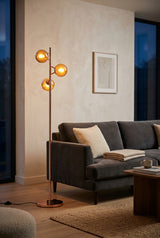 Copper Finish Floor Standing Lamp with Three Lights | Karter